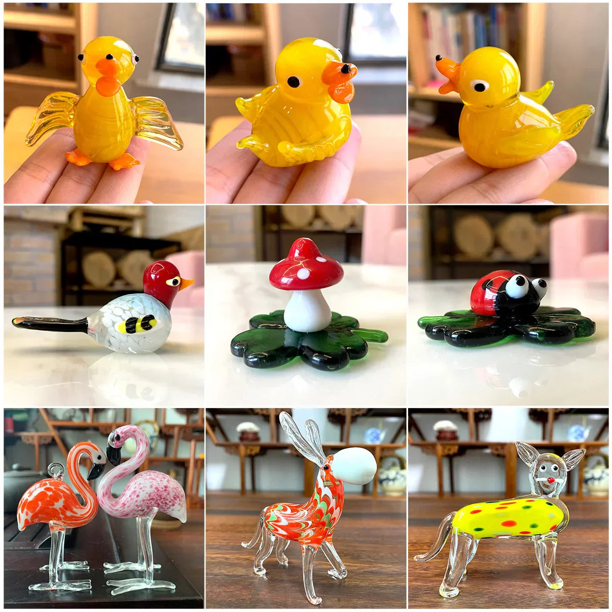 Figuras de animales de cristal DecorBites™: Coleccionables de arte soplado a mano para decoración del hogar y regalos.