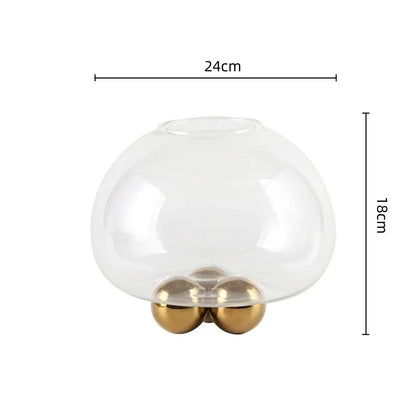 Jarrón de cristal geométrico dorado DecorBites™ para arreglos florales y decoración del hogar