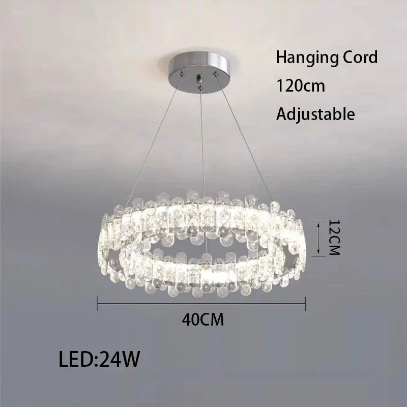 DecorBites™ Crystal LED Ceiling Chandelier: Modern Dimmable Lighting Fixture for Stylish Home Decor