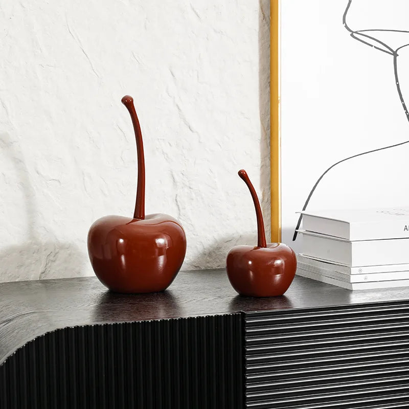 DecorBites™ Chic Red Cherries Resin Ornaments for Home Decor and Table Accessories