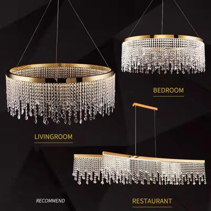 DecorBites™ Crystal Chandelier Pendant Light LED Fixture for Living Dining Room Glamorous Home Decor