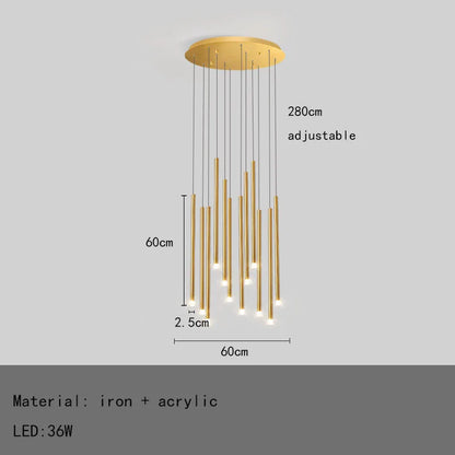 DecorBites™ LED Chandelier: Modern Minimalist Gold Black Wire Adjustable Light Fixture for Dining Room