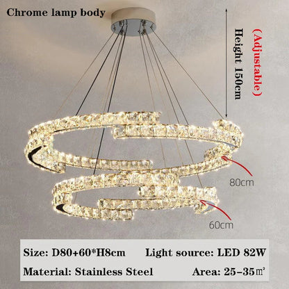 DecorBites™ Crystal Chandelier: Modern Luxury Living Room Lamps for Bedroom and Dining Room