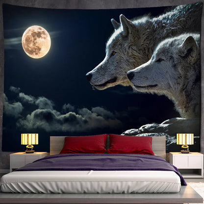 Decobites Wolf Forest Tapestry Wall Hanging Psychedelic Landscape Dorm Home Decor