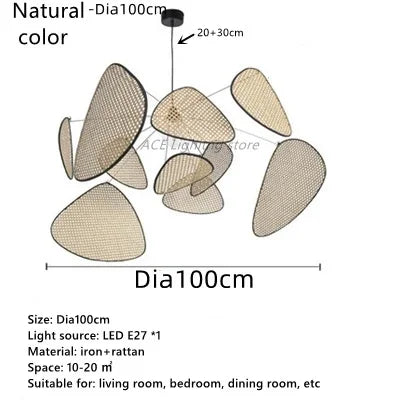 ثريا سقف من الخيزران الأسود من DecorBites™ للإضاءة الداخلية والديكور