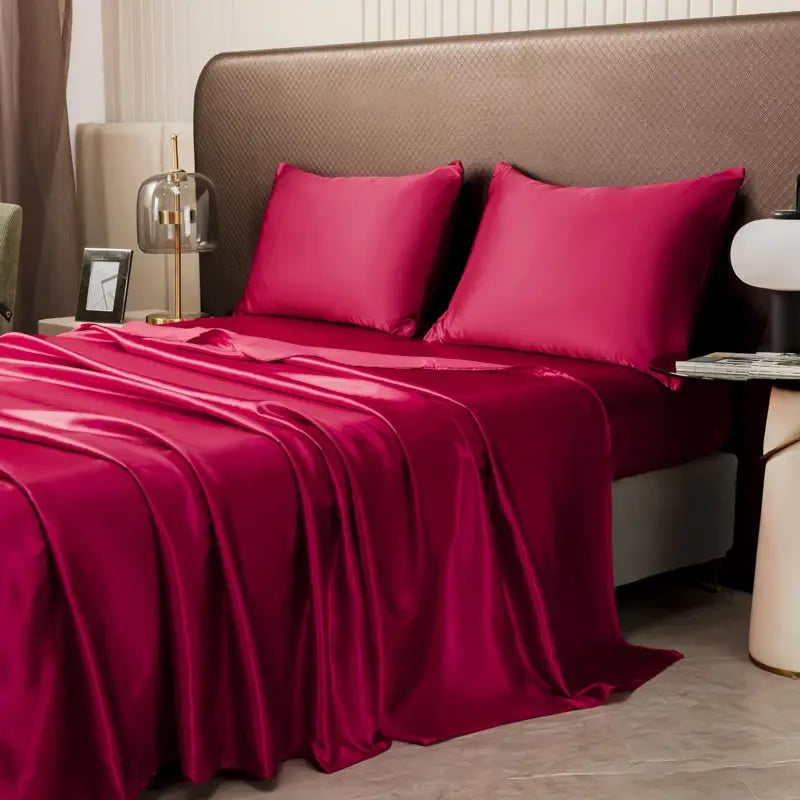 Opulent Solid Color Satin Bedding Set
