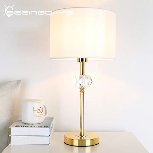 DecorBites™ Golden Crystal Bedside Lamp: Modern, Cozy, Romantic Night Light
