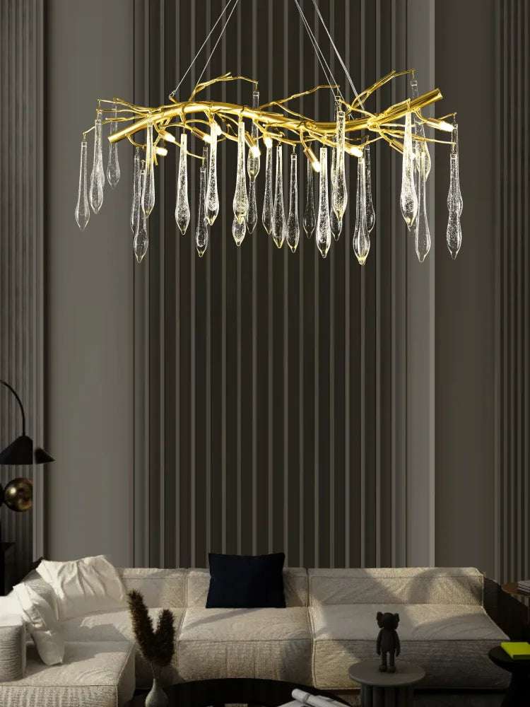 DecorBites™ Large Droplet Crystal Chandelier: Modern Bedroom & Restaurant Pendent Lamp