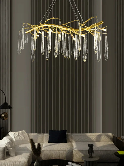 DecorBites™ Large Droplet Crystal Chandelier: Modern Bedroom & Restaurant Pendent Lamp