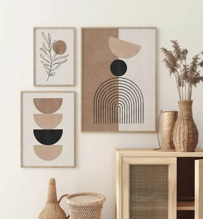 DecorBites™ Bohemian Geometric Plant Wall Art Set