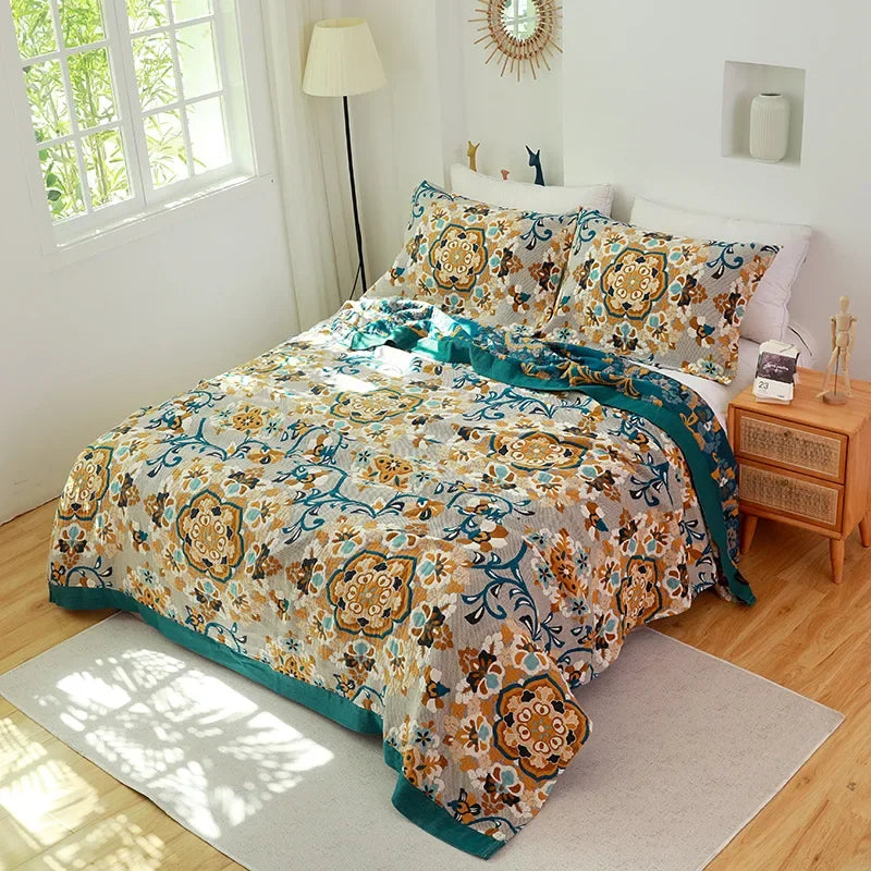 Cotton Gauze Flower Throw