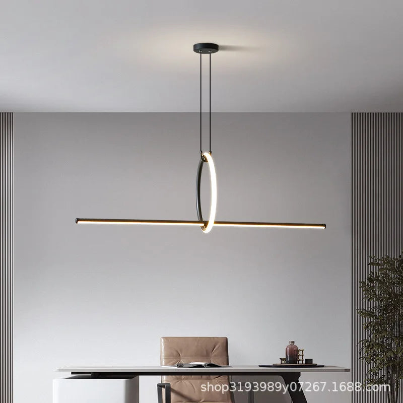 DecorBites™ Black LED Ceiling Chandelier with Remote Control for Modern Minimalist Home Decor