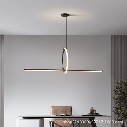 DecorBites™ Black LED Ceiling Chandelier with Remote Control for Modern Minimalist Home Decor