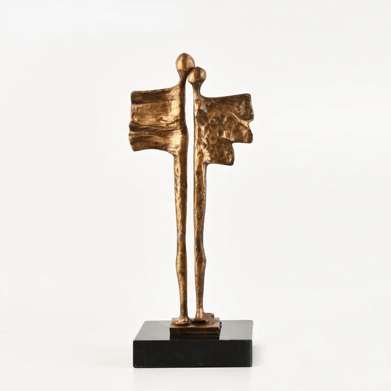 تمثال زوجين من الحديد المصبوب المجرد من DecorBites™ لديكور المنزل ولسعادة العائلة