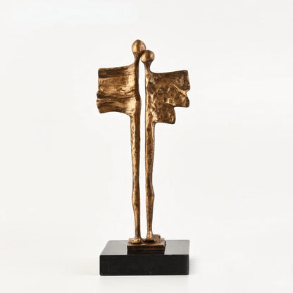 تمثال زوجين من الحديد المصبوب المجرد من DecorBites™ لديكور المنزل ولسعادة العائلة