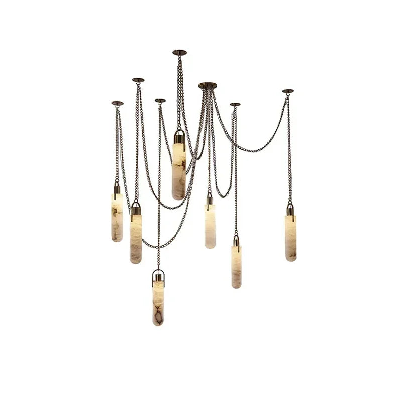 Chandelier LED de Cromo Dorado Decorbites™ para Comedor - Diseño de Mármol 2025