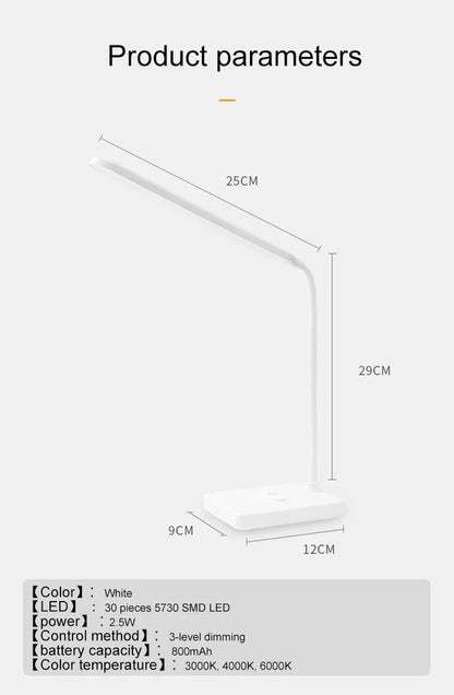 DecorBites™ LED Foldable Desk Lamp with 3-Level Color & Touch Dimmable Light