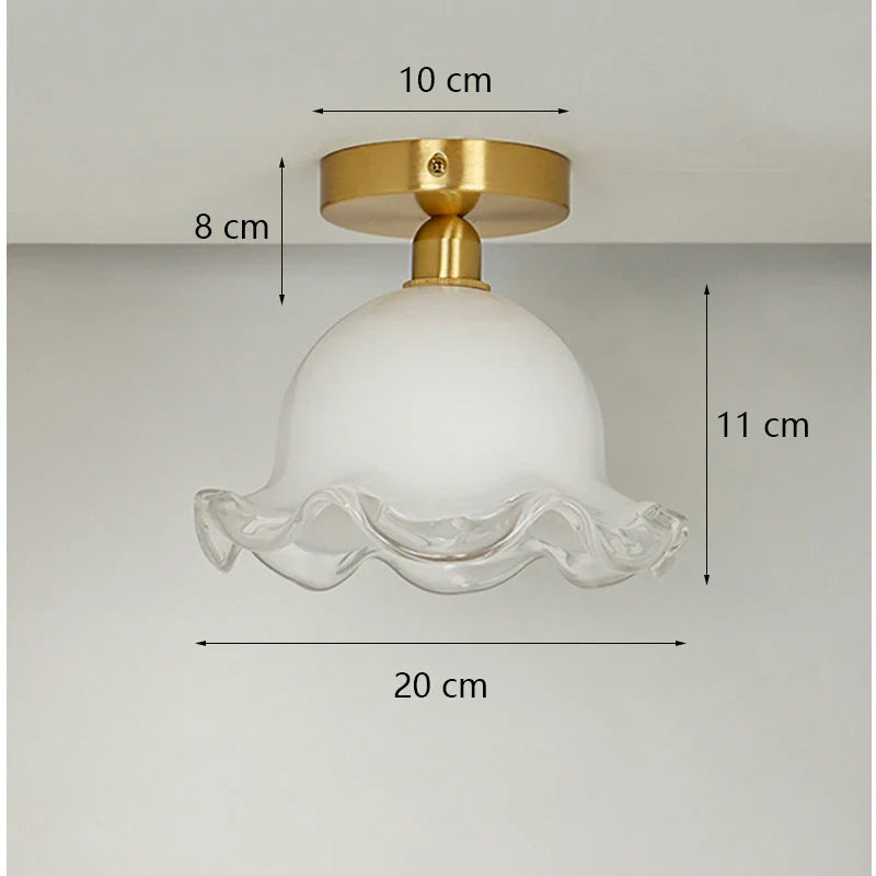 DecorBites™ Antique Glass Ceiling Light: Elegant French Design, Unique Modern Brass Luminaria