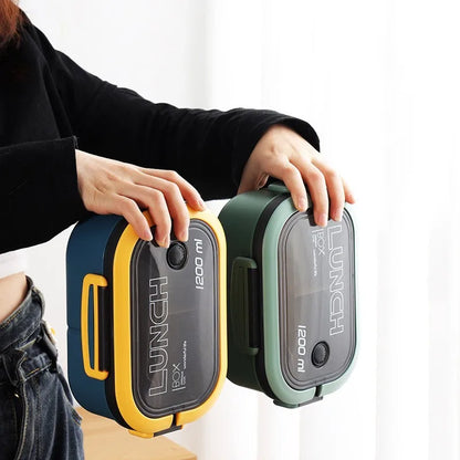 علبة غداء بينتو للأطفال من ديكوربايتس™، طبقتين، قابلة للاستخدام في الميكروويف، مناسبة للأنشطة المدرسية والخارجية