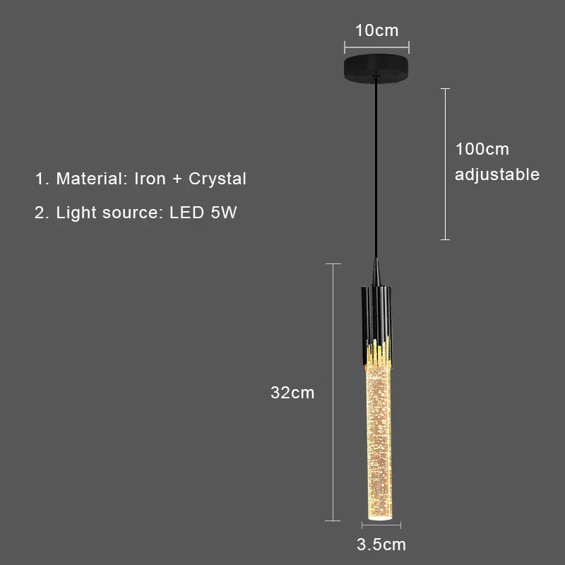 DecorBites™ Bubbles Crystal Pendant Light: Nordic Modern Hanging Lamp for Bedroom & Living Room