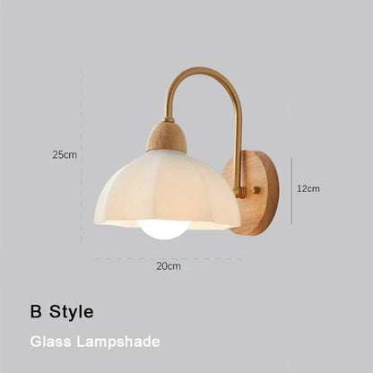 Lámpara de pared DecorBites™ con LED color crema y forma de flor de madera, moderna luz de lectura para mesita de noche.