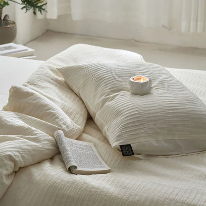 طقم أغطية سرير DecorBites™ مصنوع من خيوط إسفنجية قطنية 100% بتصميم جاكار بلون واحد