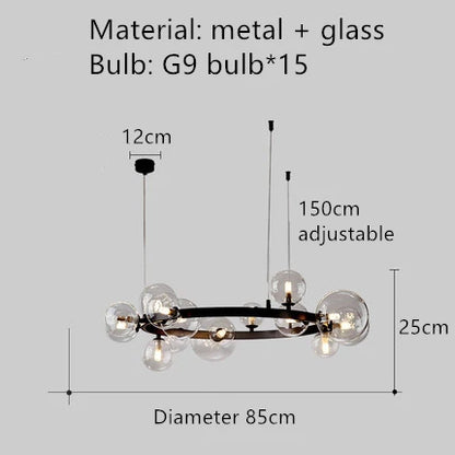 DecorBites™ Clear Glass Bubble Chandelier LED Hanglamp G9 Loft Deco Lighting