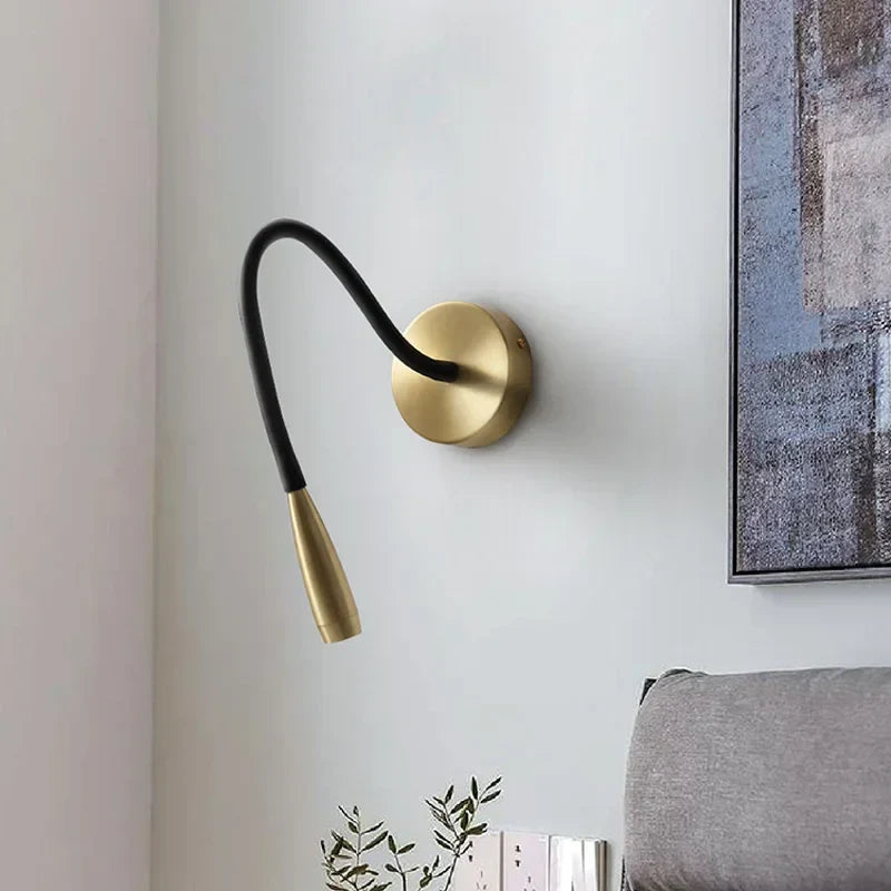 DecorBites™ Adjustable Arm Copper Wall Lamp LED Bedside Reading Light