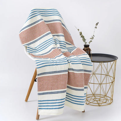 DecorBites™ Japanese-Inspired Waffle Stripe Towel Set - Adult & Children Sizes