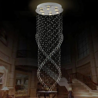 DecorBites™ Crystal Chandelier: LED Light Fixture for Villa Hall Stairs.