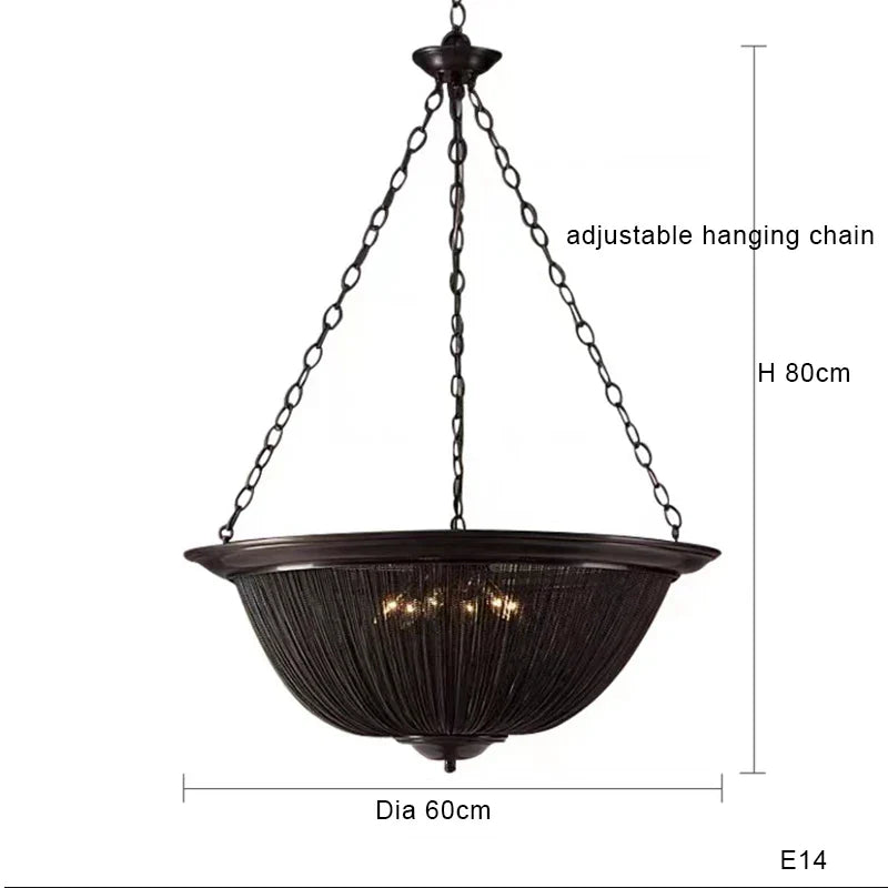 DecorBites™ Black Aluminum Chain Tassel Pendant Lights - Dimmable Classic Chandelier