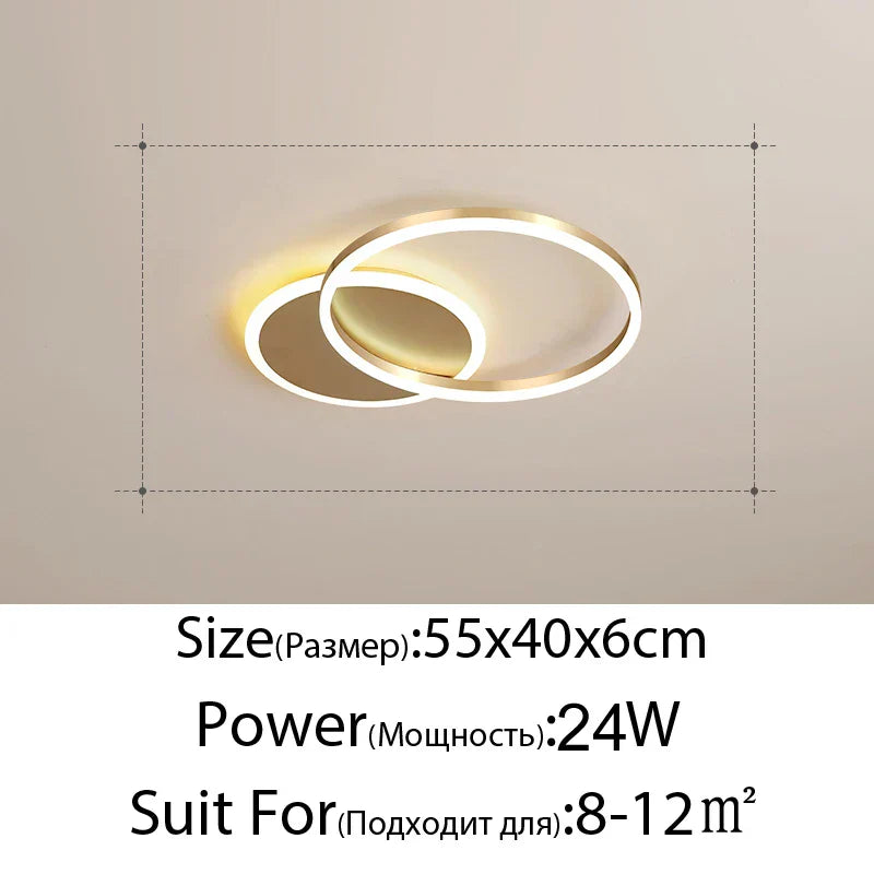 DecorBites™ LED Chandelier: Modern Living Study Bedroom Lamps, Round Rings Foyer Chandeliers Luminaire