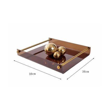 DecorBites™ Clear Glass Square Fruit Plate Tray Desktop Storage Container Home Decor