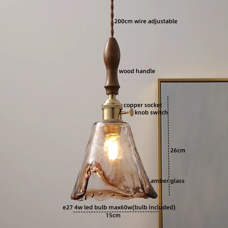Decorbites™ Grüne Glas-LED-Hängeleuchte mit Drehschalter, Kupferleuchter
