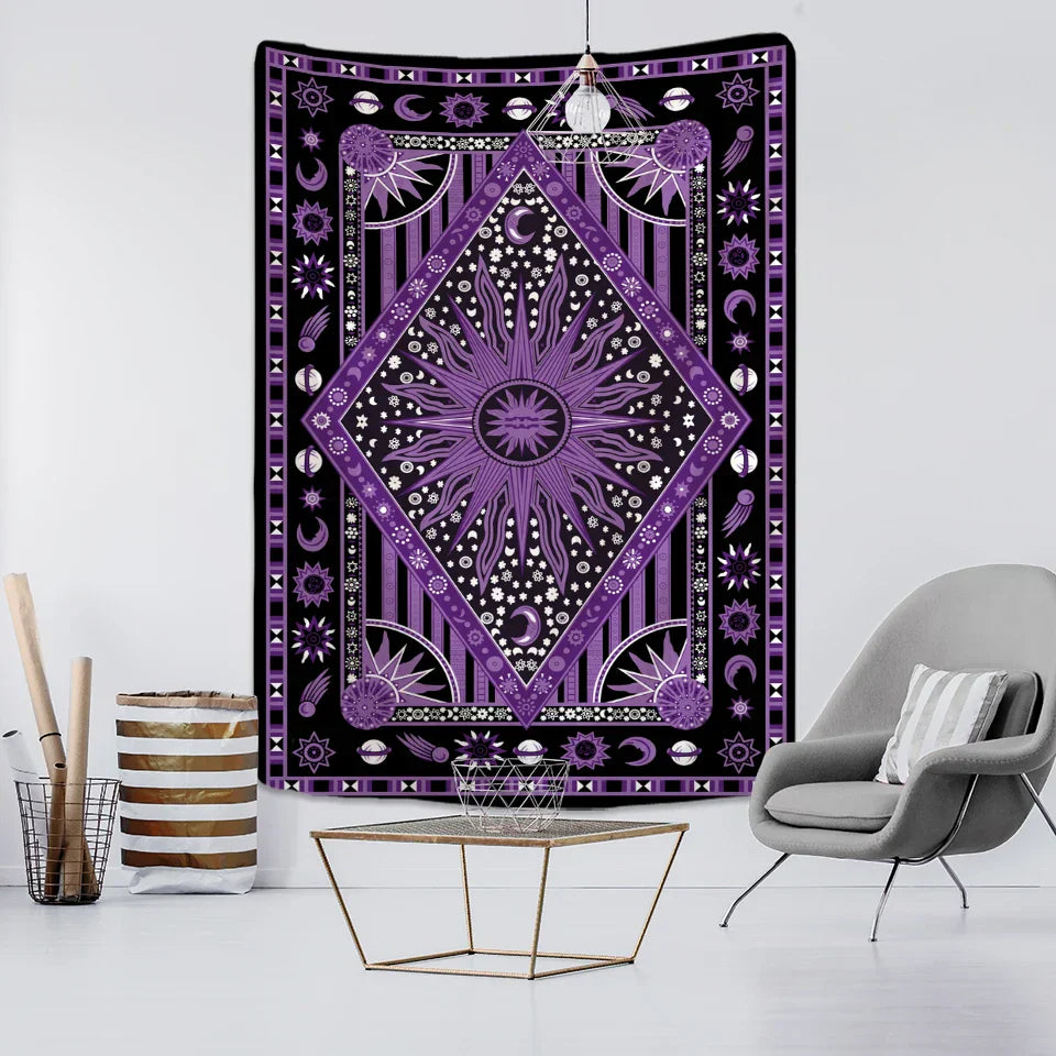 Decobites Psychedelic Sun Planet Tarot Tapestry for Home Decor