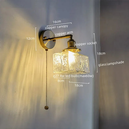 Lámpara de pared LED DecorBites™ de cobre y cristal, moderna luz de noche para pasillo.