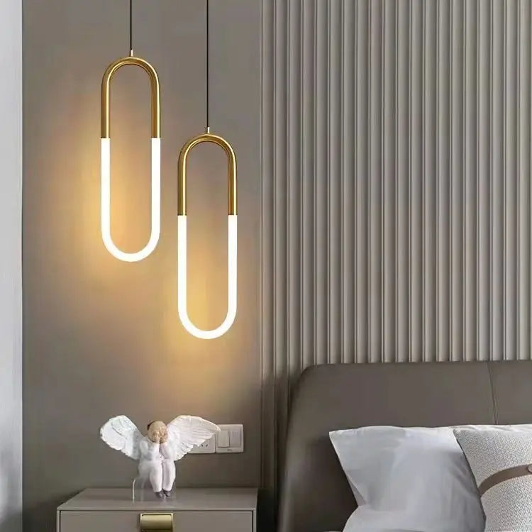 DecorBites™ Gold Black LED Pendant Light: Single/Double Head, Long Line Hanging Lamp