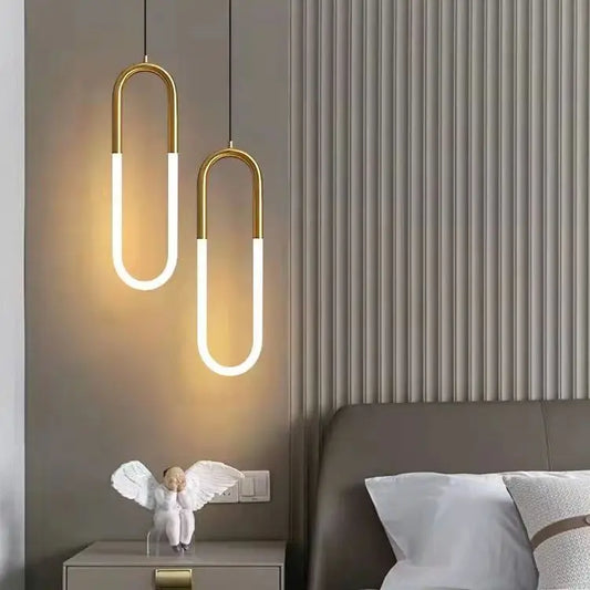 DecorBites™ Gold Black LED Pendant Light: Single/Double Head, Long Line Hanging Lamp