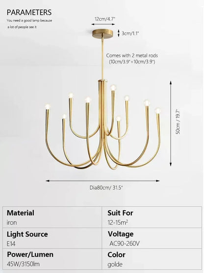 DecorBites™ Brass Chandelier: Stylish Pendant Lights for Dining Room, Living Room, Kitchen Island & Bedroom
