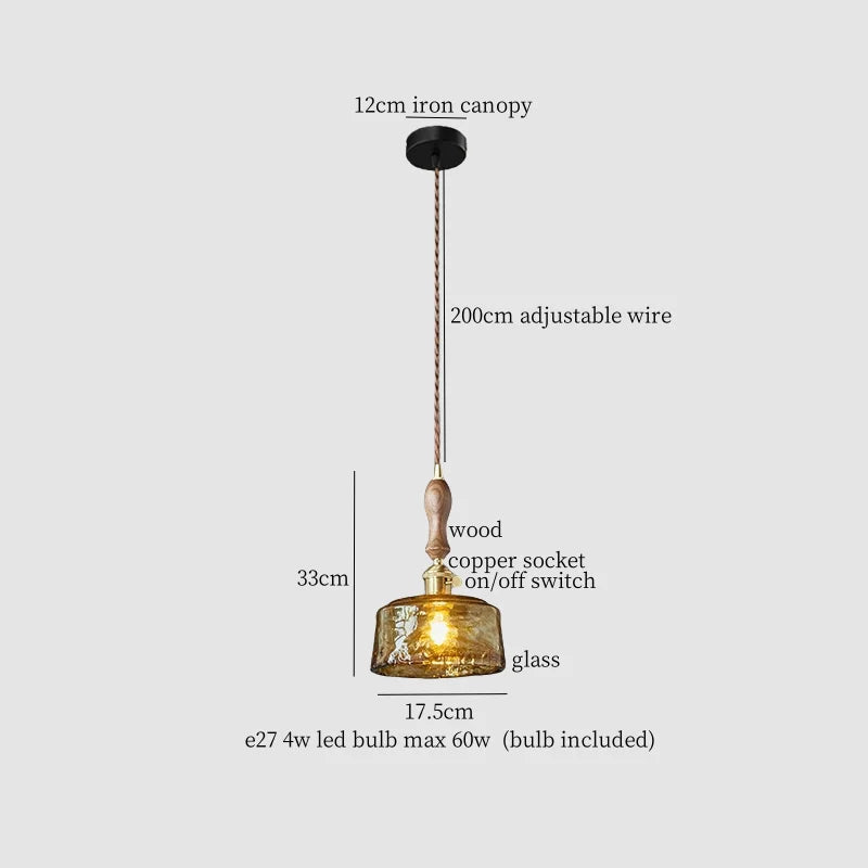 Lámpara colgante de vidrio ámbar LED Decorbites™ - Estilo vintage americano para la decoración del hogar