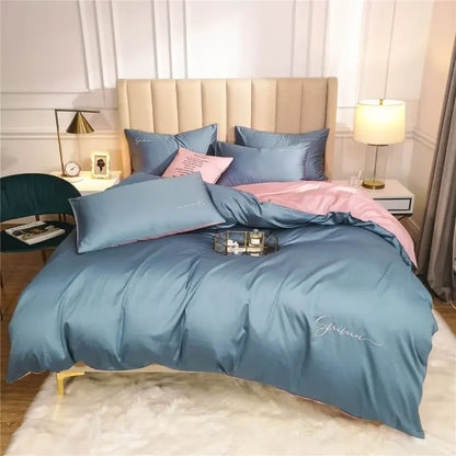 Decobites Egyptian Cotton Bedding Set with Sheet Pillowcase Blanket Cover - Queen King Size