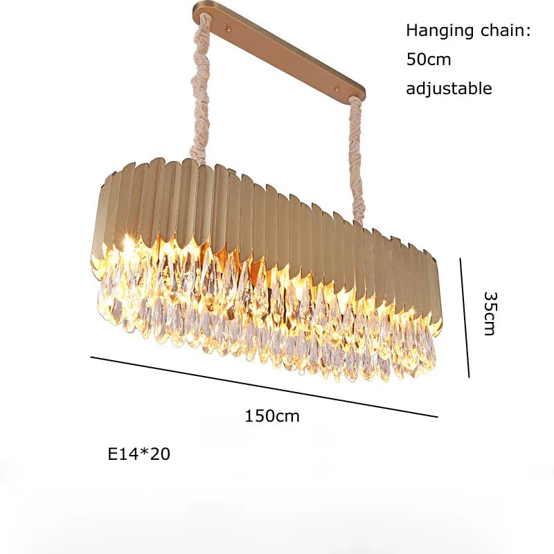 Lámpara colgante de cristal dorado en forma de gota de agua Decorbites™ - Lámpara de suspensión negra
