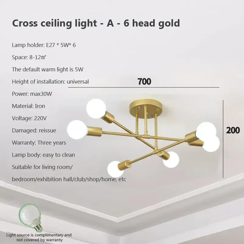 Gold Modern Ceiling Light Black-Gold Tricolor