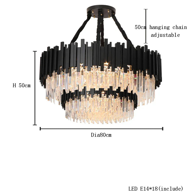 DecorBites™ Gold K9 Crystal Ceiling Chandelier, Dimmable Luxury Living Room Bedroom Lighting