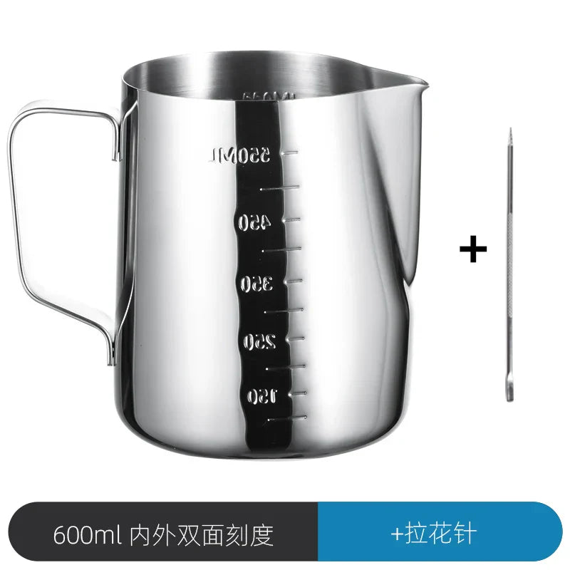 DecorBites™ Latte Art Cup with Pull Needle, Measuring Scale, Milk Frother, Garland Mug