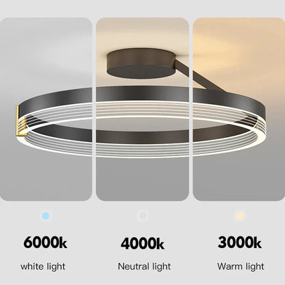 ثريا ديكوربايتس™ الدائرية باللون الأسود الذهبي: مصباح سقف بتصميم عصري لديكور المنزل