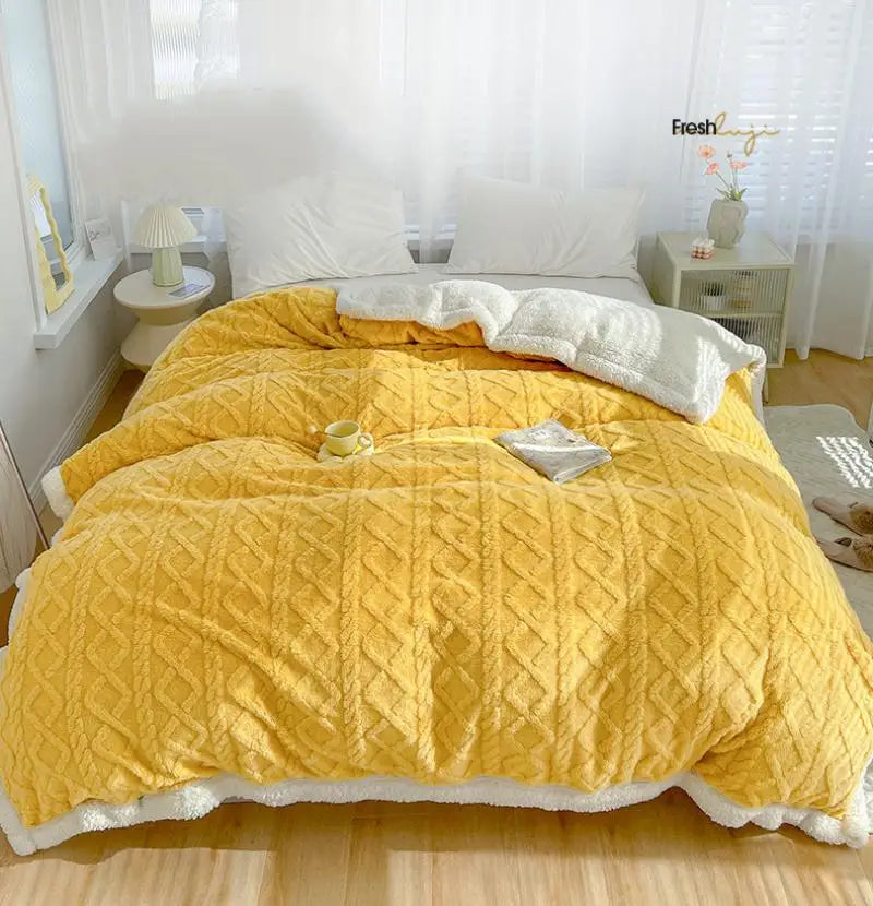 DecorBites™ Lambswool Coral Flannel Blanket for Home & Office - Cozy Sofa & Bed Cover