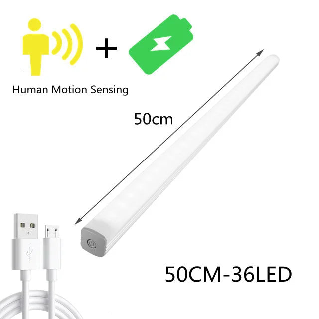 Lámpara de noche para armario DecorBites™ con luz LED inalámbrica regulable, sensor de movimiento y recargable.