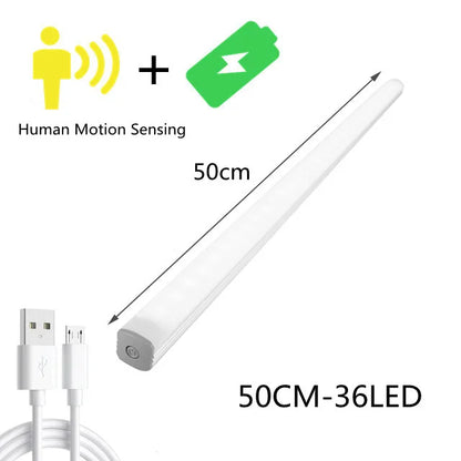 Lámpara de noche para armario DecorBites™ con luz LED inalámbrica regulable, sensor de movimiento y recargable.