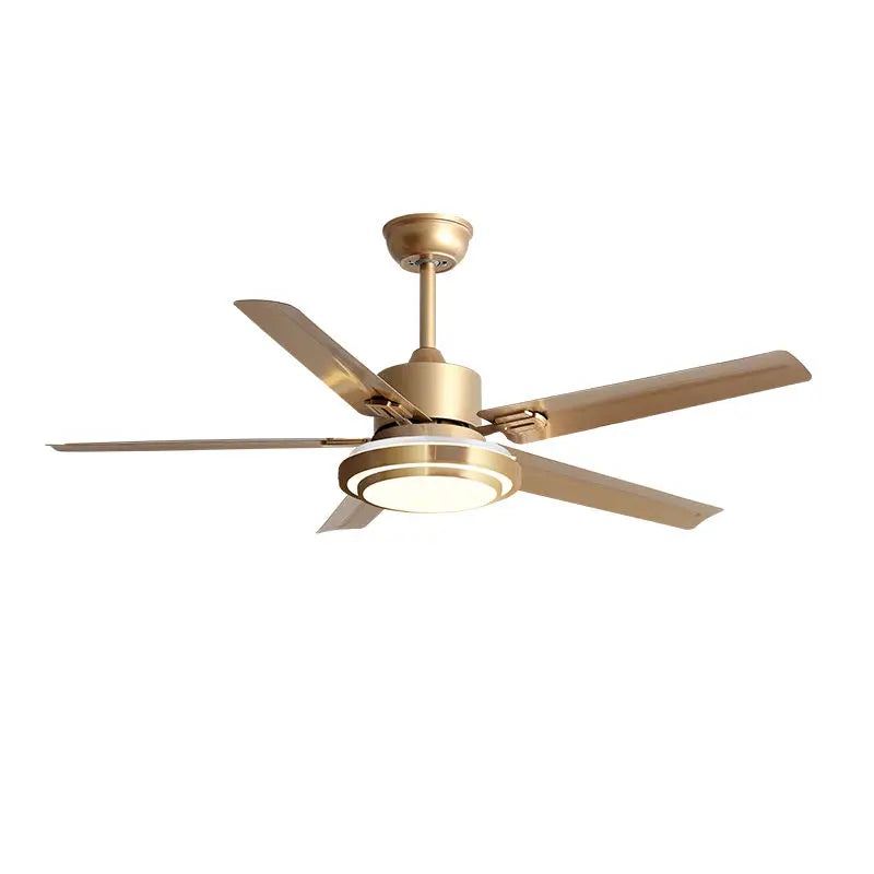 مروحة سقف DecorBites™ مقاس 52 بوصة مزودة بشفرات من الفولاذ المقاوم للصدأ مع إضاءة LED وجهاز تحكم عن بعد